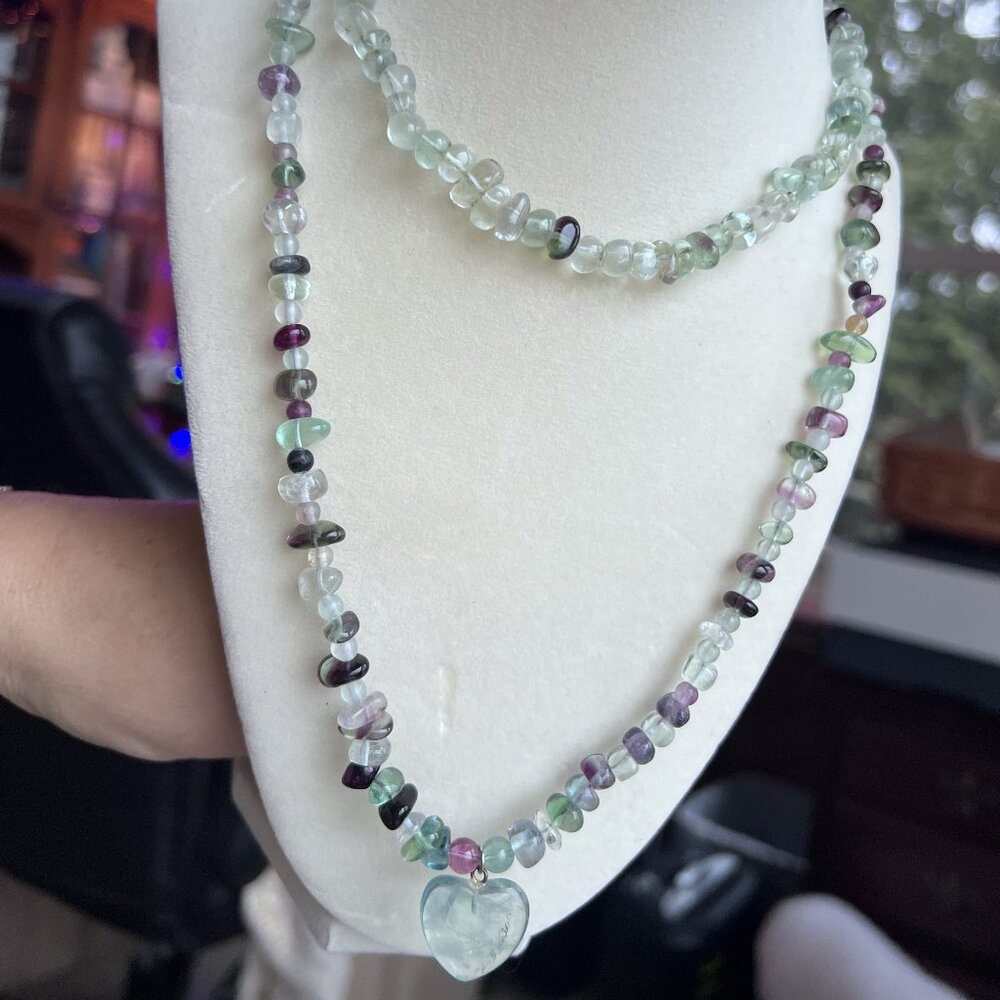 Handmade Rainbow Fluorite Crystal Necklace